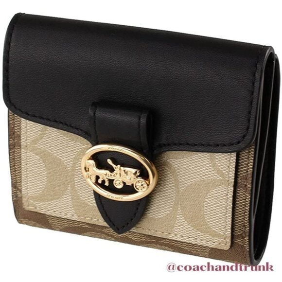 COACH Leather Georgie Wallet Gold Metal Horse Carriage Snap Buckle NWT - Picture 13 of 13